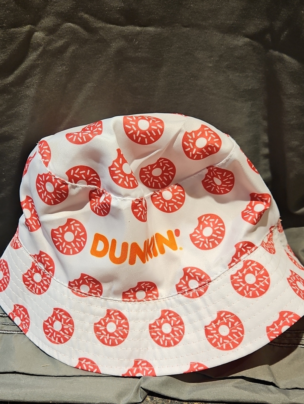 Kids White & Orange Dunkin Donut Print Bucket Hat
